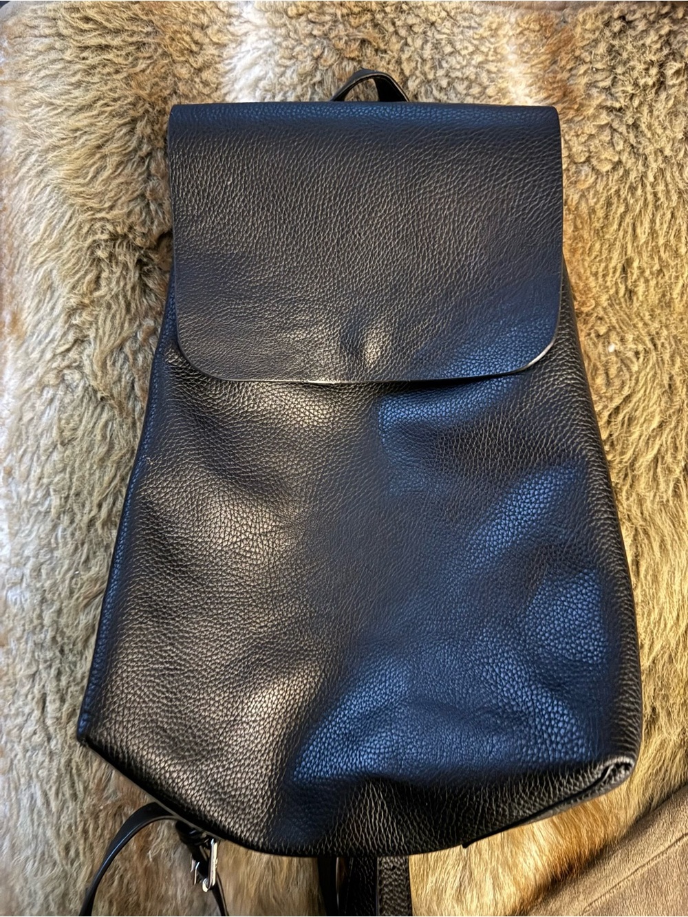 Street Level Black Pebble Leather Backpack